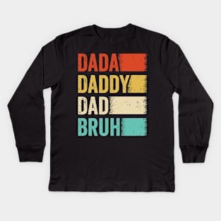 Retro Groovy Dada Daddy Dad Bruh Funny Fathers DaD Kids Long Sleeve T-Shirt